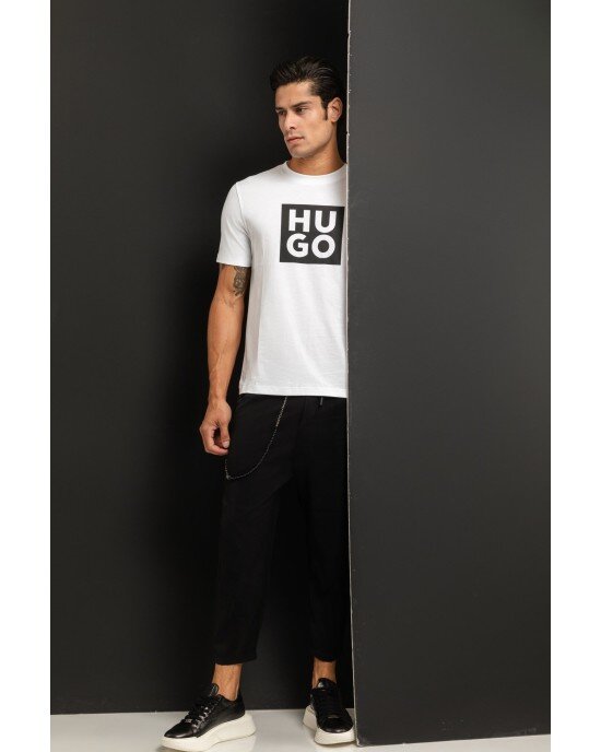 T-Shirt Hugo βεραμάν άσπρο ΚΟΝΤΟΜΑΝΙΚΕΣ