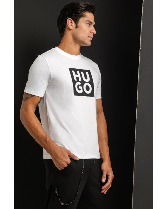 T-Shirt Hugo βεραμάν άσπρο ΚΟΝΤΟΜΑΝΙΚΕΣ
