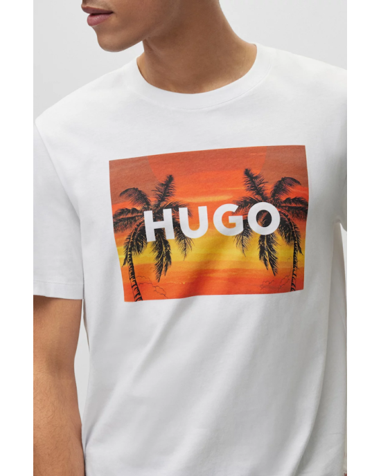 T-Shirt Hugo άσπρο ΚΟΝΤΟΜΑΝΙΚΕΣ