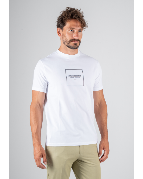 T-shirt Karl Lagerfeld άσπρο ΚΟΝΤΟΜΑΝΙΚΕΣ