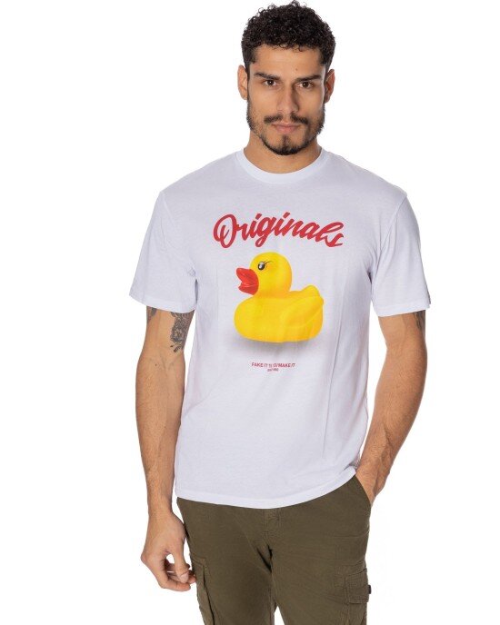 T-shirt Jack n Jones άσπρο ΚΟΝΤΟΜΑΝΙΚΕΣ