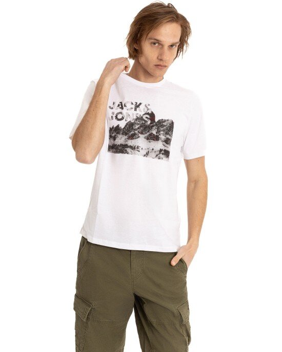 T-shirt Jack n Jones άσπρο ΚΟΝΤΟΜΑΝΙΚΕΣ