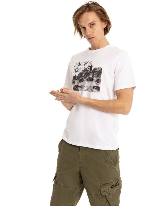 T-shirt Jack n Jones άσπρο ΚΟΝΤΟΜΑΝΙΚΕΣ