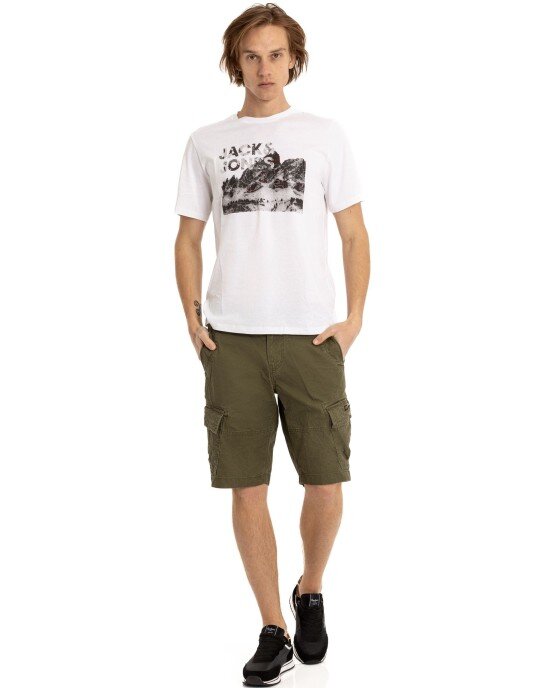 T-shirt Jack n Jones άσπρο ΚΟΝΤΟΜΑΝΙΚΕΣ