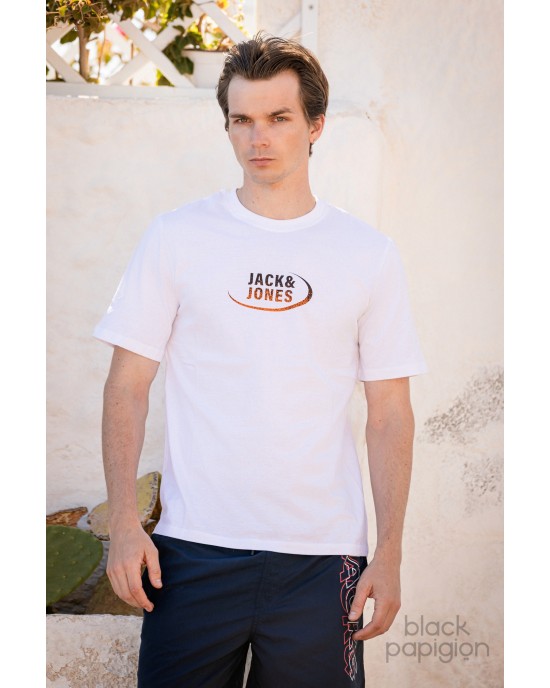 T-shirt Jack n Jones άσπρο ΚΟΝΤΟΜΑΝΙΚΕΣ