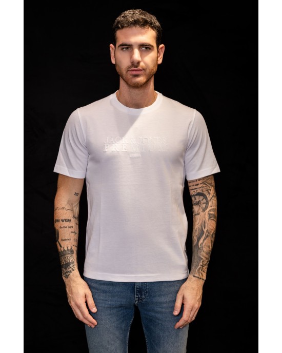 T-shirt Jack n Jones άσπρο ΚΟΝΤΟΜΑΝΙΚΕΣ
