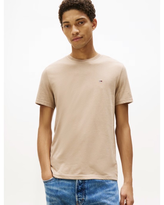 T-shirt Tommy Jeans μπεζ ΚΟΝΤΟΜΑΝΙΚΕΣ