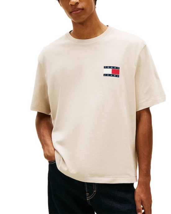 T-shirt Tommy Jeans μπεζ ΚΟΝΤΟΜΑΝΙΚΕΣ