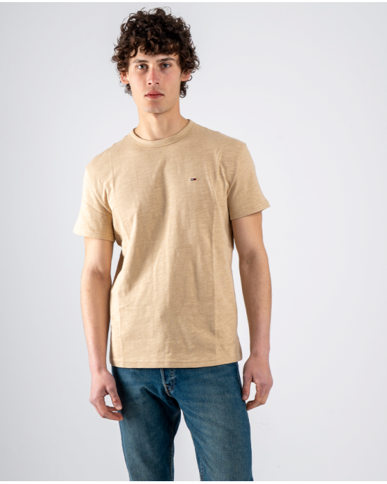 T-shirt Tommy Jeans μπεζ ΚΟΝΤΟΜΑΝΙΚΕΣ