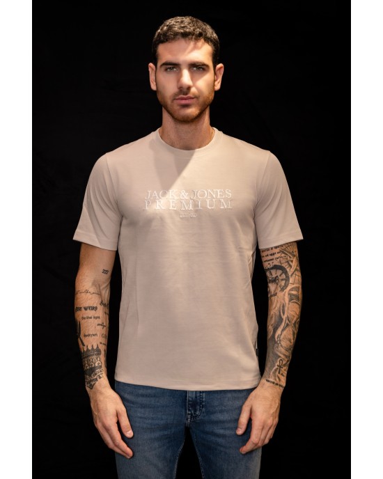 T-shirt Jack n Jones μπεζ ΚΟΝΤΟΜΑΝΙΚΕΣ