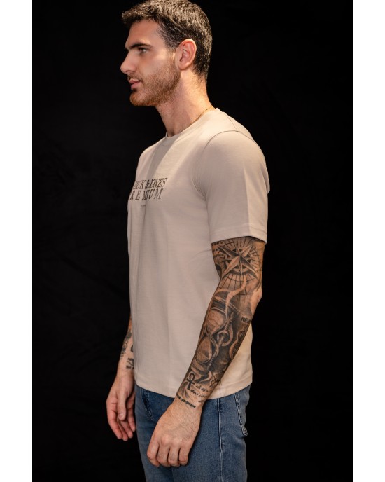 T-shirt Jack n Jones μπεζ ΚΟΝΤΟΜΑΝΙΚΕΣ
