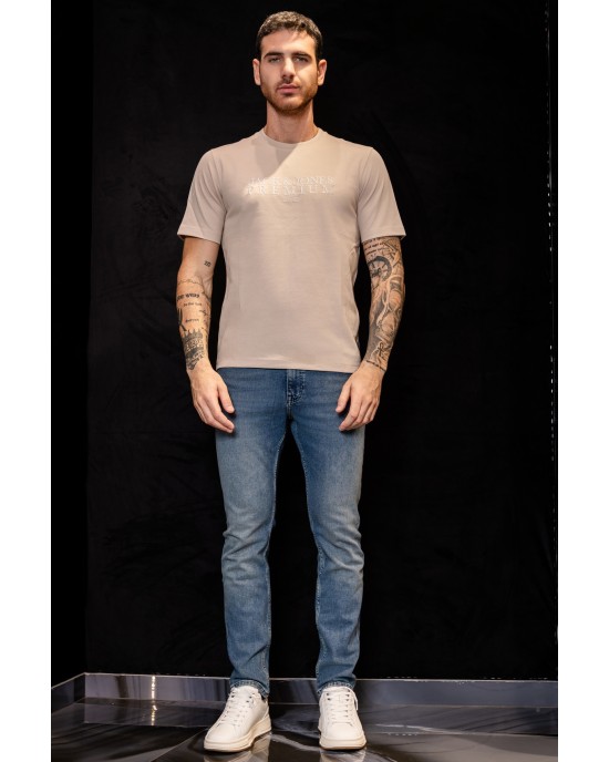T-shirt Jack n Jones μπεζ ΚΟΝΤΟΜΑΝΙΚΕΣ