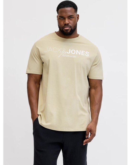 T-shirt Jack n Jones Plus Size μπεζ ΚΟΝΤΟΜΑΝΙΚΕΣ
