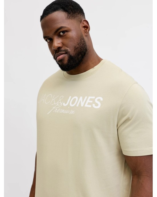 T-shirt Jack n Jones Plus Size μπεζ ΚΟΝΤΟΜΑΝΙΚΕΣ