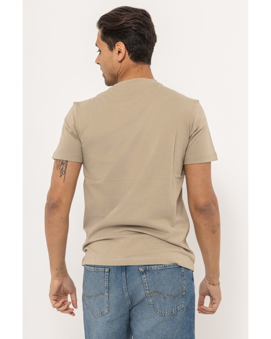 T-shirt Calvin Klein μπεζ ΚΟΝΤΟΜΑΝΙΚΕΣ