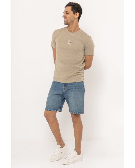 T-shirt Calvin Klein μπεζ ΚΟΝΤΟΜΑΝΙΚΕΣ