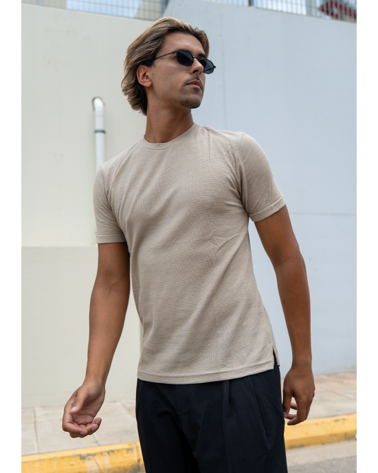 T-shirt Vittorio μπεζ ΚΟΝΤΟΜΑΝΙΚΕΣ