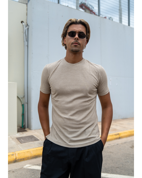 T-shirt Vittorio μπεζ ΚΟΝΤΟΜΑΝΙΚΕΣ