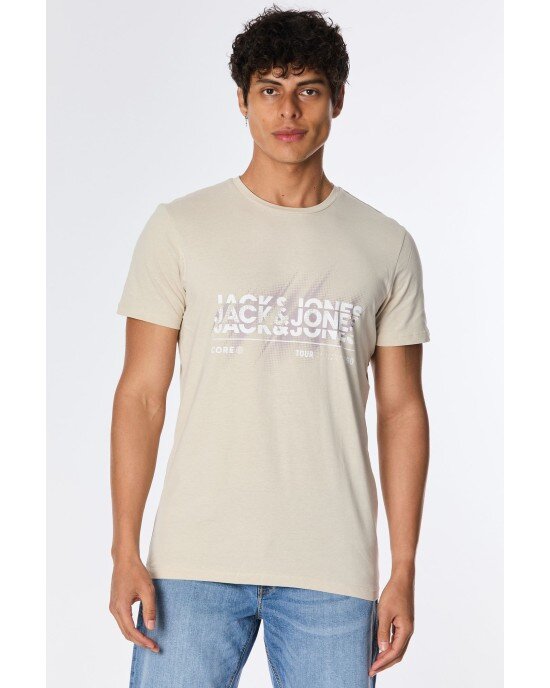 T-shirt Jack n Jones μπεζ T-shirt Jack n Jones μπεζ