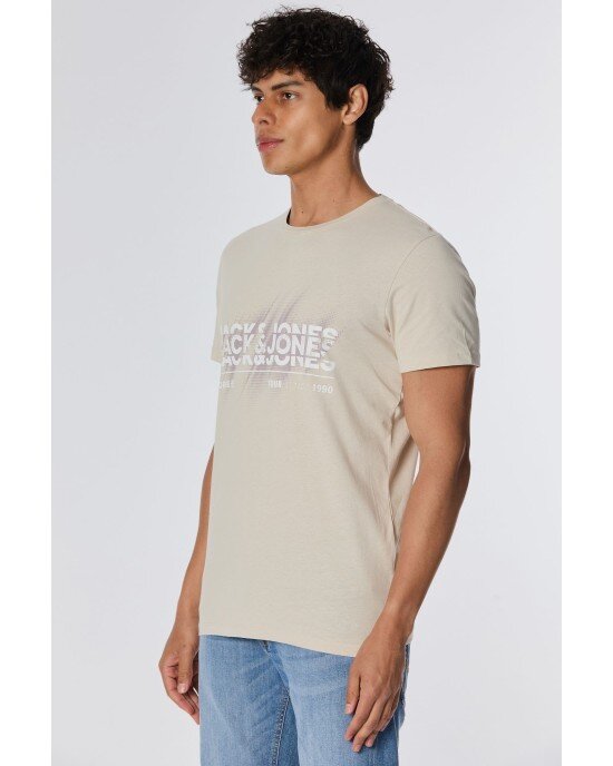 T-shirt Jack n Jones μπεζ T-shirt Jack n Jones μπεζ
