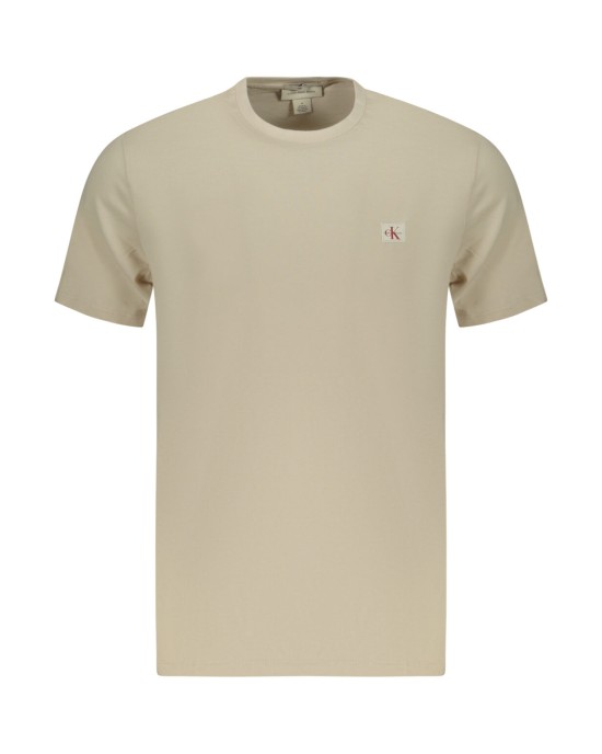 T-shirt Calvin Klein μπεζ ΚΟΝΤΟΜΑΝΙΚΕΣ