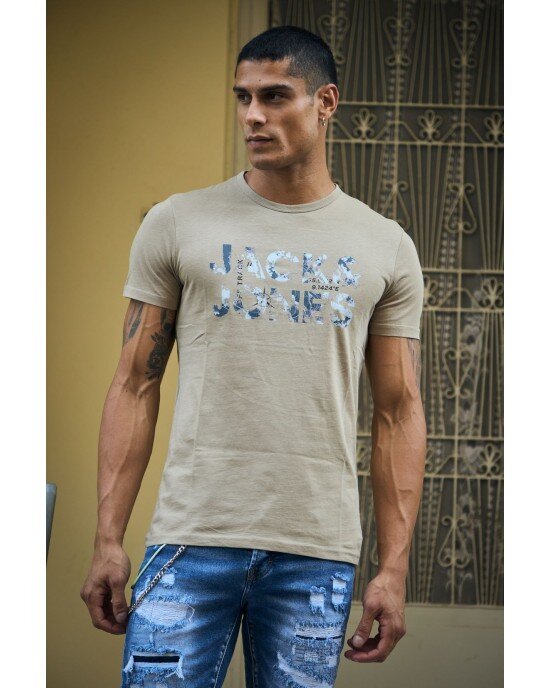 T-shirt Jack n Jones μπεζ T-shirt Jack n Jones μπεζ