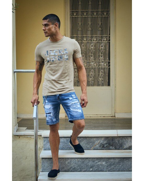 T-shirt Jack n Jones μπεζ T-shirt Jack n Jones μπεζ