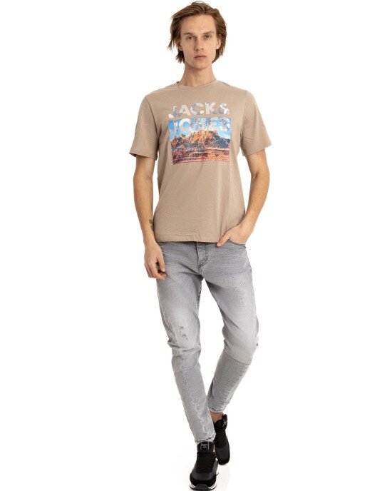 T-shirt Jack n Jones μπεζ ΚΟΝΤΟΜΑΝΙΚΕΣ