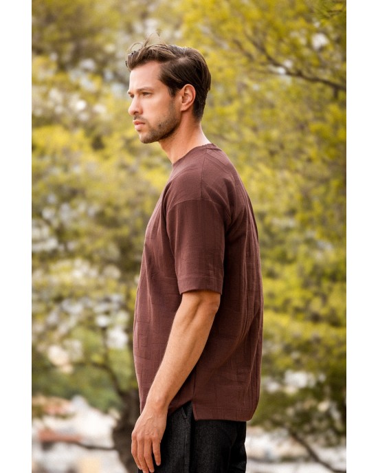 T-shirt Vittorio καφέ ΚΟΝΤΟΜΑΝΙΚΕΣ