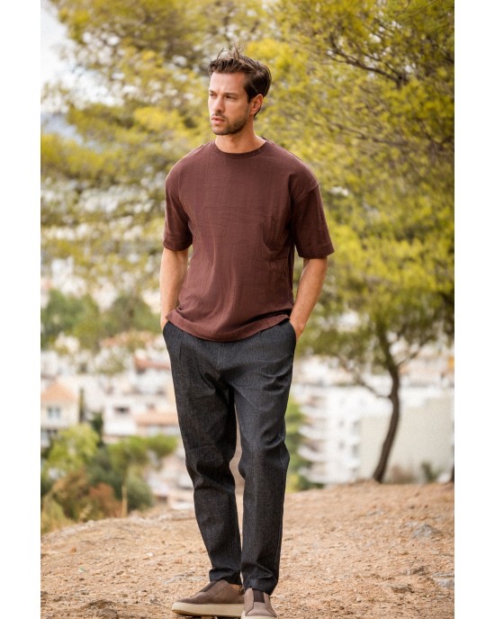 T-shirt Vittorio καφέ ΚΟΝΤΟΜΑΝΙΚΕΣ