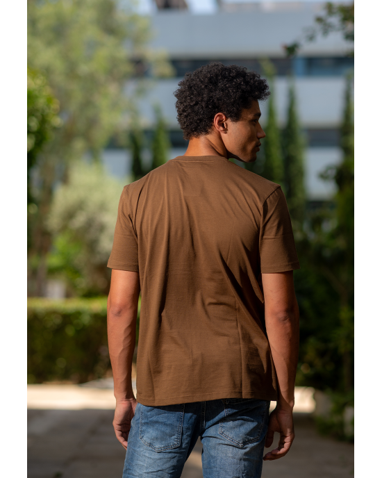 T-Shirt Hugo καφέ ΚΟΝΤΟΜΑΝΙΚΕΣ