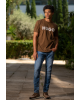 T-Shirt Hugo καφέ ΚΟΝΤΟΜΑΝΙΚΕΣ