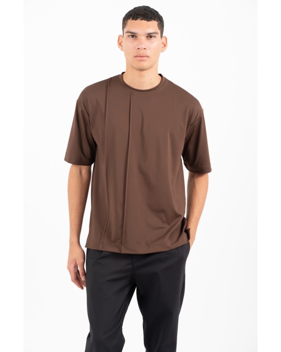 T-shirt Vittorio καφέ ΚΟΝΤΟΜΑΝΙΚΕΣ
