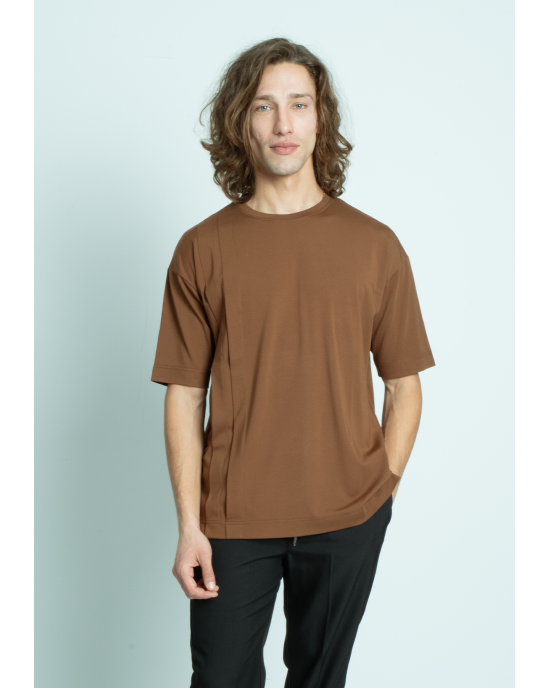 T-shirt Vittorio καφέ ΚΟΝΤΟΜΑΝΙΚΕΣ