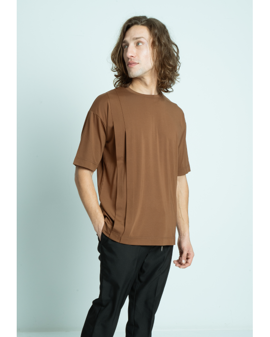 T-shirt Vittorio καφέ ΚΟΝΤΟΜΑΝΙΚΕΣ