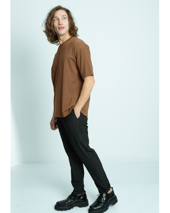 T-shirt Vittorio καφέ ΚΟΝΤΟΜΑΝΙΚΕΣ