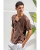 T-shirt Vittorio καφέ ΚΟΝΤΟΜΑΝΙΚΕΣ