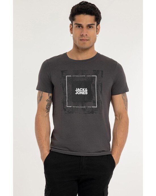 T-shirt Jack n Jones γκρι σκούρο ΚΟΝΤΟΜΑΝΙΚΕΣ T-shirt Jack n Jones γκρι σκούρο ΚΟΝΤΟΜΑΝΙΚΕΣ