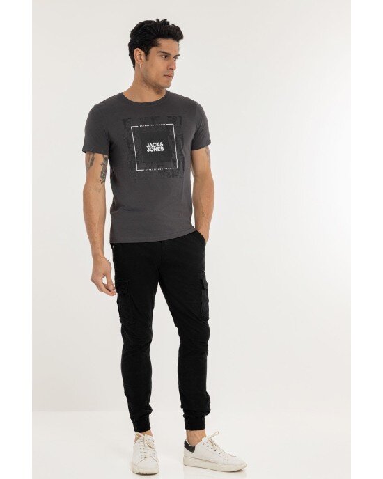 T-shirt Jack n Jones γκρι σκούρο ΚΟΝΤΟΜΑΝΙΚΕΣ T-shirt Jack n Jones γκρι σκούρο ΚΟΝΤΟΜΑΝΙΚΕΣ
