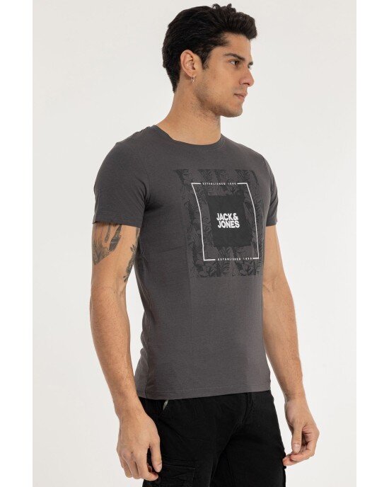 T-shirt Jack n Jones γκρι σκούρο ΚΟΝΤΟΜΑΝΙΚΕΣ T-shirt Jack n Jones γκρι σκούρο ΚΟΝΤΟΜΑΝΙΚΕΣ