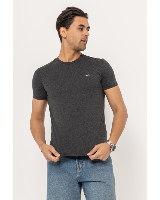 T-shirt Tommy Jeans γκρι σκούρο ΚΟΝΤΟΜΑΝΙΚΕΣ