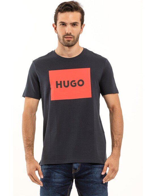 T-Shirt Hugo μπλε ΜΑΚΡΥΜΑΝΙΚΕΣ