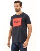 T-Shirt Hugo μπλε ΜΑΚΡΥΜΑΝΙΚΕΣ