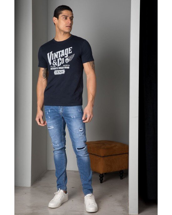 T-shirt Jack n Jones Μπλε T-shirt Jack n Jones Μπλε