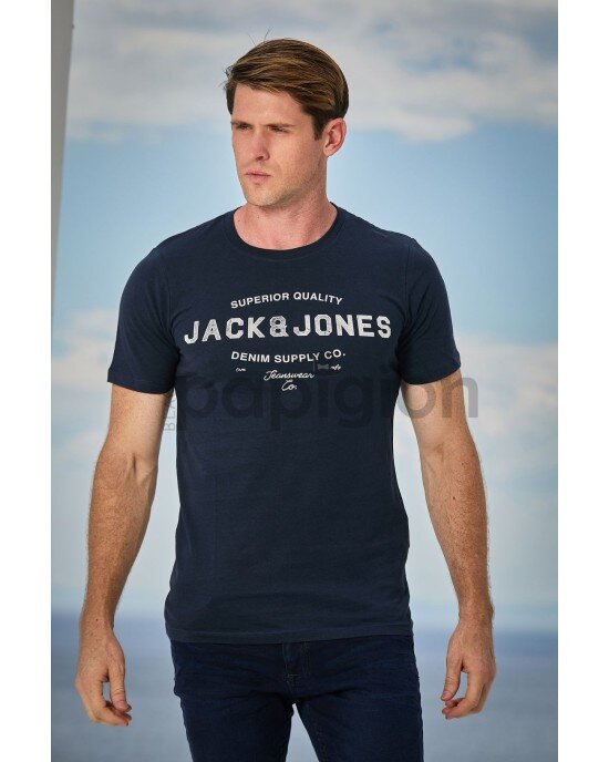 T-shirt Jack n Jones Μπλε T-shirt Jack n Jones Μπλε