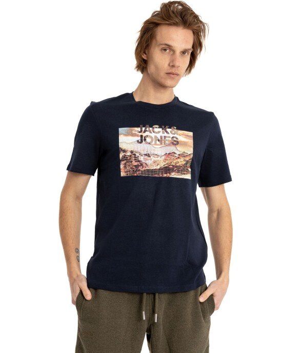 T-shirt Jack n Jones μπλε ΚΟΝΤΟΜΑΝΙΚΕΣ