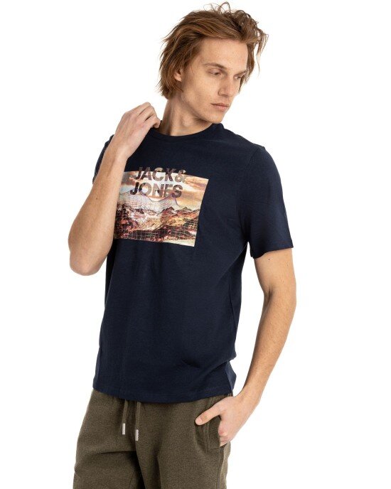 T-shirt Jack n Jones μπλε ΚΟΝΤΟΜΑΝΙΚΕΣ