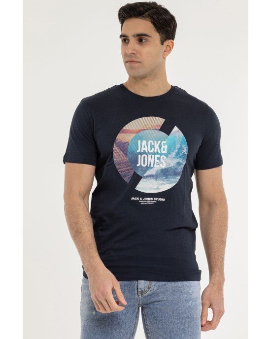 T-shirt Jack n Jones μπλε ΚΟΝΤΟΜΑΝΙΚΕΣ