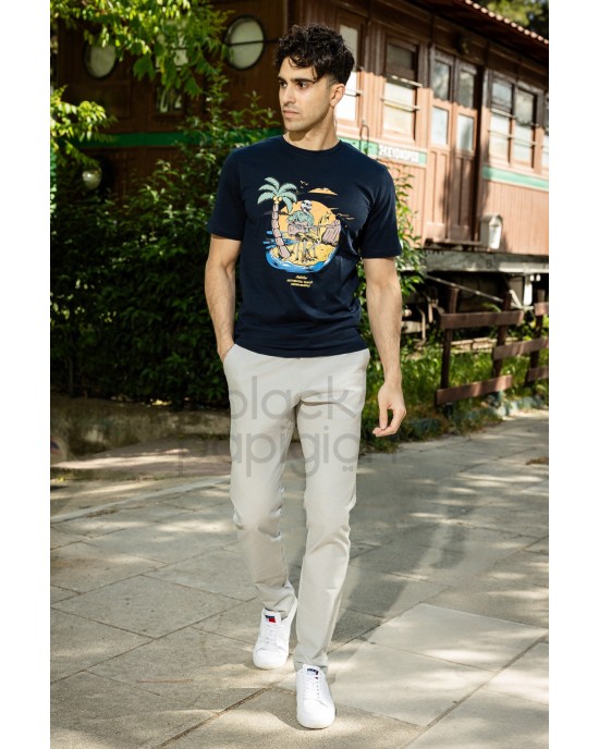 T-shirt Jack n Jones μπλε ΚΟΝΤΟΜΑΝΙΚΕΣ