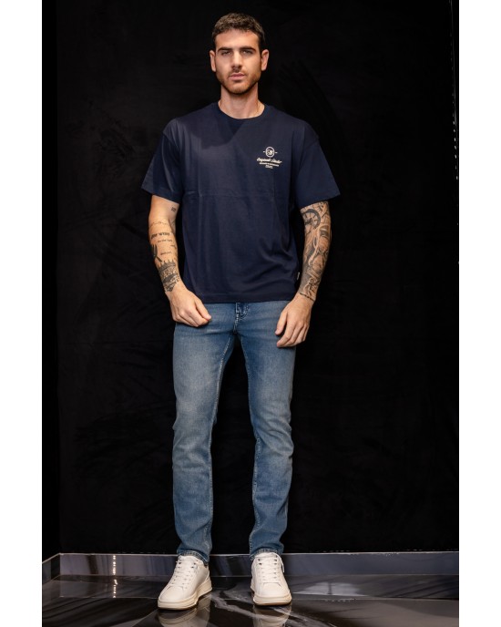 T-shirt Jack n Jones μπλε ΚΟΝΤΟΜΑΝΙΚΕΣ